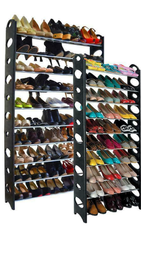 10 Tier 50 Pairs Shoe Rack Storage Organizer Shoe Tower Shelf