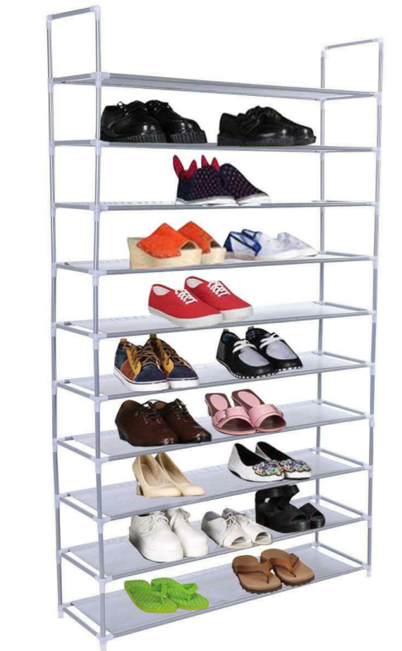 10 Tier 50 Pairs Shoe Rack Storage Organizer Shoe Tower Shelf