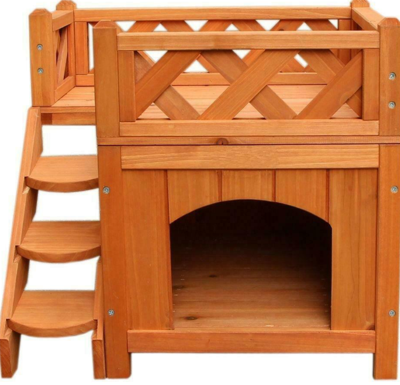 New Wooden Pet House Cat Room Cats Puppy Kennel Indoor Outdoor Shelter w/ Roof